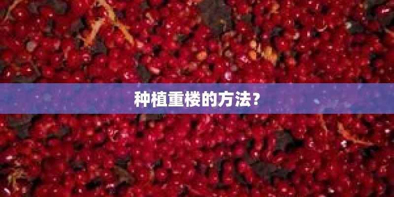种植重楼的方法？
